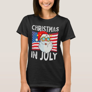 Christmas In July Retro Hipster Funny Santa Men Wo T-Shirt