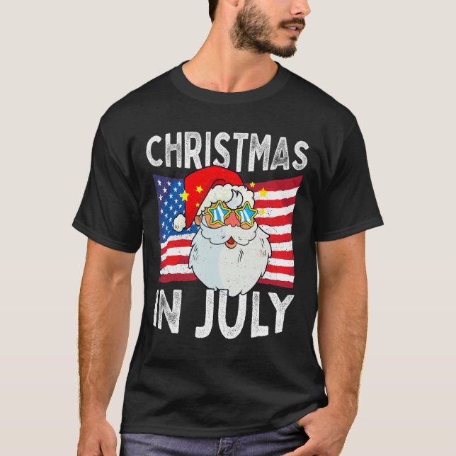 Christmas In July Retro Hipster Funny Santa Men Wo T-Shirt (Vorderseite)
