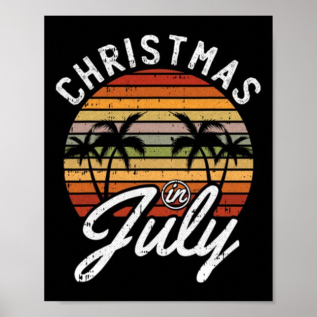 Christmas In July Retro Tropical Beach Summer Hawa Poster (Vorne)