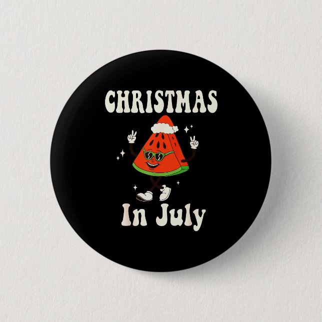 Christmas In July Retro Watermelon Kids Boys Toddl Button (Vorderseite)
