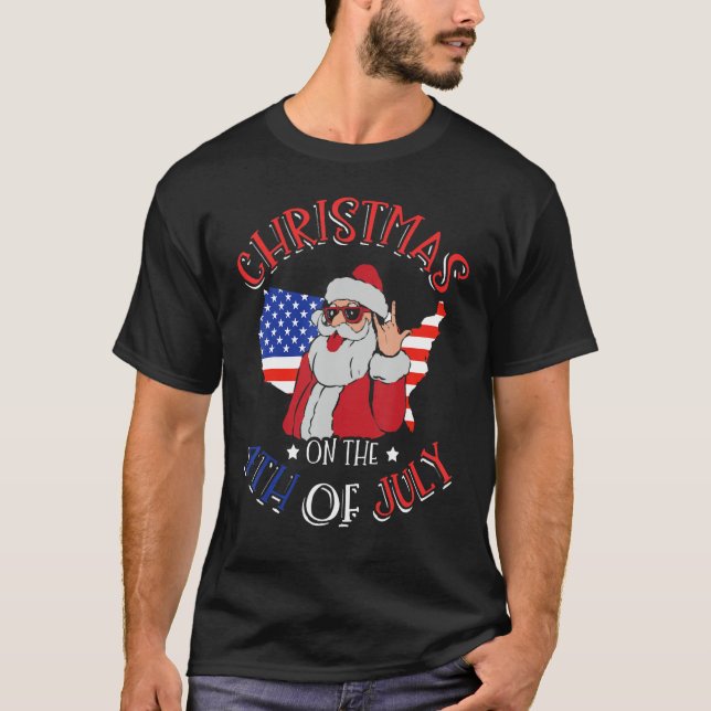Christmas In July Santa Claus Summer 4th Of July C T-Shirt (Vorderseite)