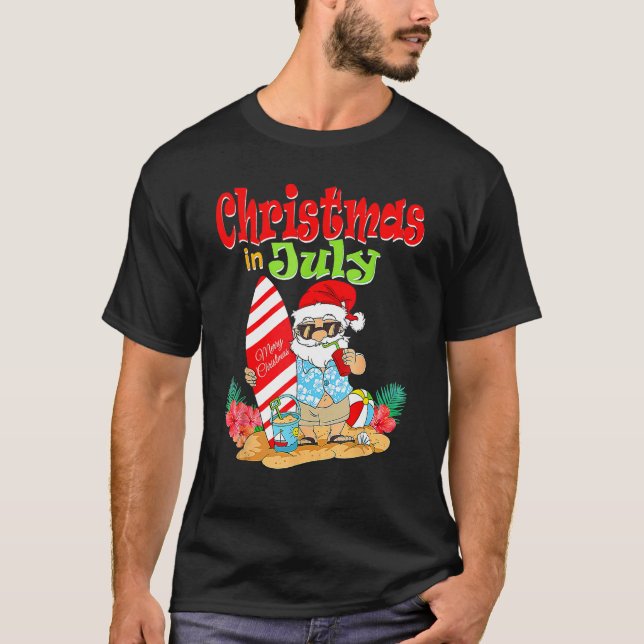 Christmas In July  Santa Claus Summer Vacation Bea T-Shirt (Vorderseite)