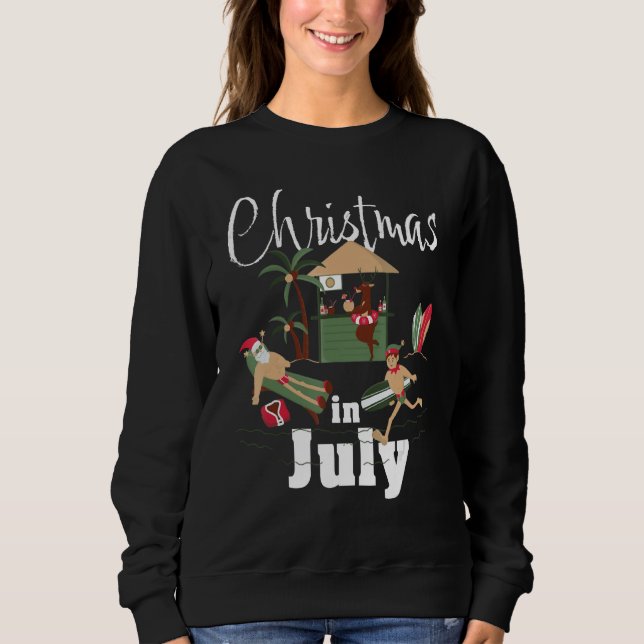 Christmas In July Santa Claus Sunglasses Summer Ce Sweatshirt (Vorderseite)