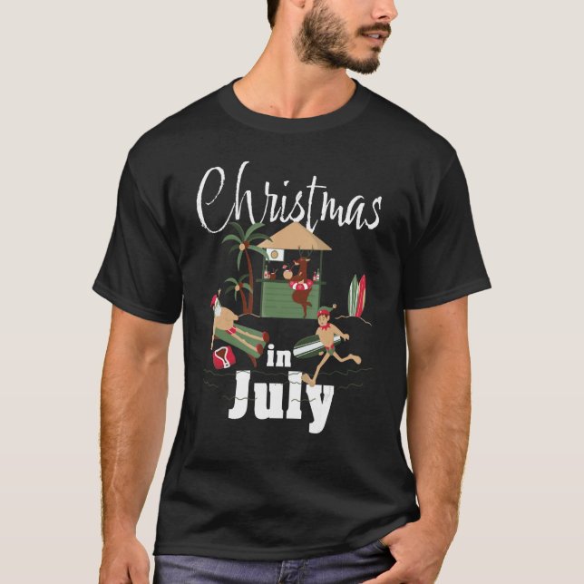 Christmas In July Santa Claus Sunglasses Summer Ce T-Shirt (Vorderseite)