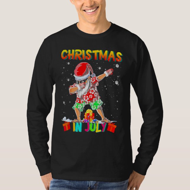 Christmas In July  Santa Dabbing Summer Santa Surf T-Shirt (Vorderseite)