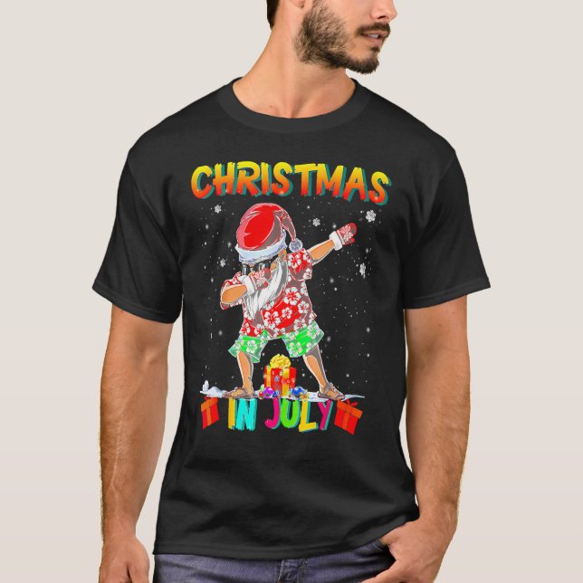 Christmas In July  Santa Dabbing Summer Santa Surf T-Shirt (Vorderseite)