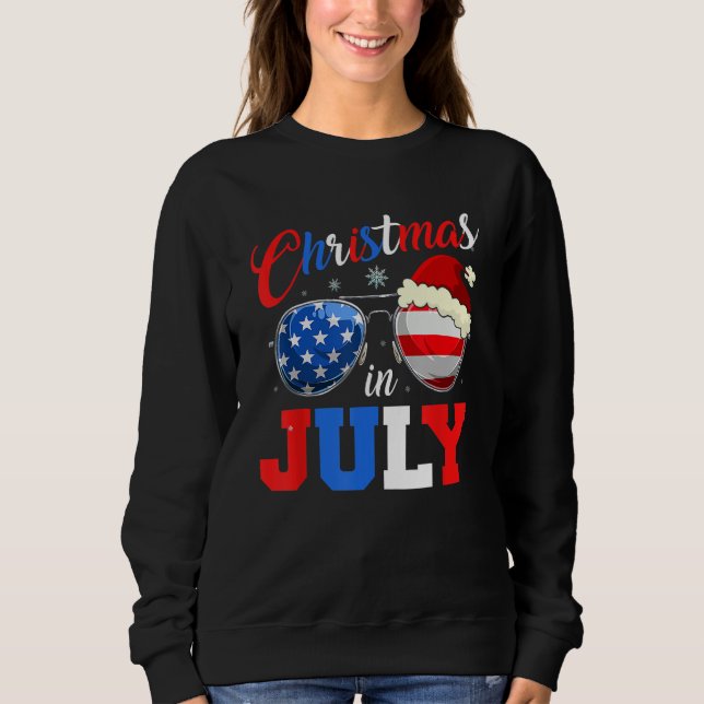 Christmas In July Santa Hat Sunglasses Summer Cele Sweatshirt (Vorderseite)