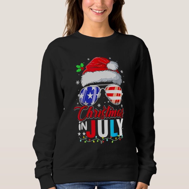 Christmas In July Santa Hat Sunglasses Summer Cele Sweatshirt (Vorderseite)