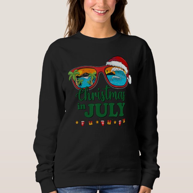Christmas in July Santa Hat Sunglasses Summer Vaca Sweatshirt (Vorderseite)