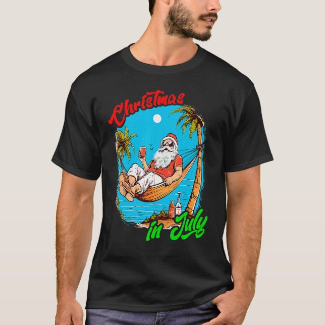 Christmas In July   Santa Summer Beach Vacation 3 T-Shirt (Vorderseite)