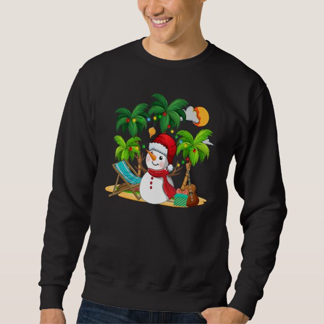 Christmas In July Snowman On Palm Tree Tropical Be Sweatshirt (Vorderseite)