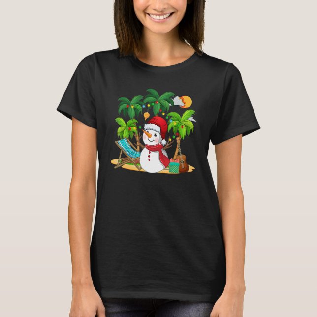 Christmas In July Snowman On Palm Tree Tropical Be T-Shirt (Vorderseite)