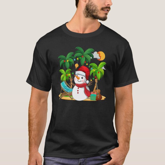 Christmas In July Snowman On Palm Tree Tropical Be T-Shirt (Vorderseite)
