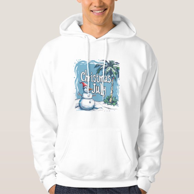 Christmas in July Snowman & Palm Tree Design Hoodie (Vorderseite)