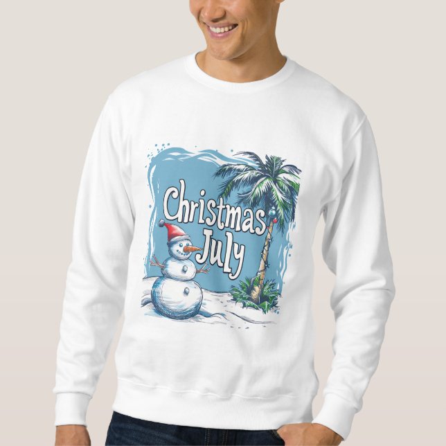 Christmas in July Snowman & Palm Tree Design Sweatshirt (Vorderseite)