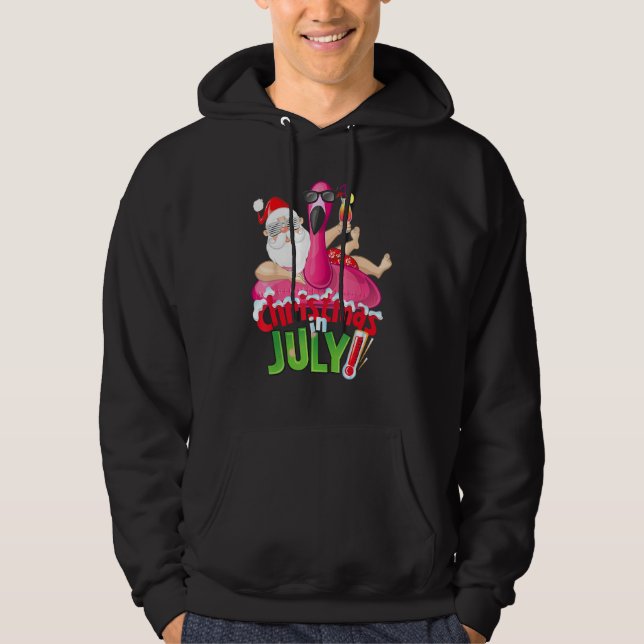 Christmas In July  Summer Flamingo Float Xmas 1 Hoodie (Vorderseite)