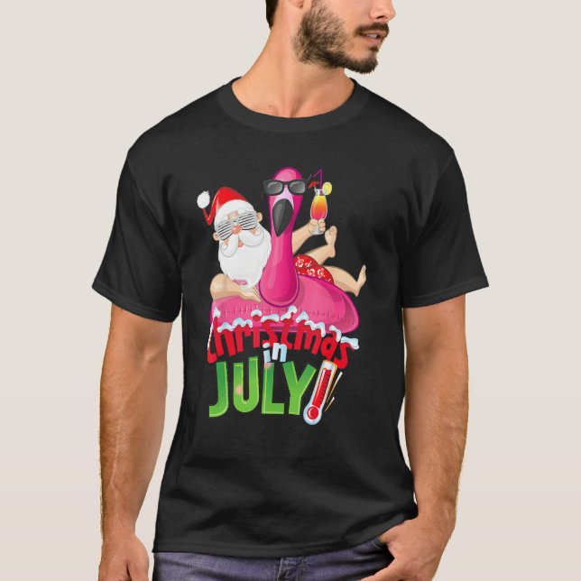 Christmas In July  Summer Flamingo Float Xmas 1 T-Shirt (Vorderseite)