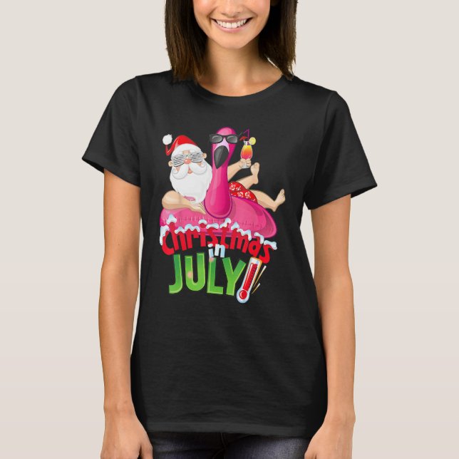 Christmas in July  Summer Flamingo Float Xmas 2 T-Shirt (Vorderseite)