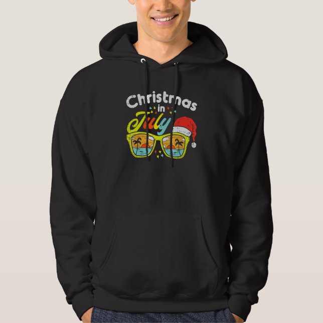 Christmas In July Sunglasses Santa Beach Summer Su Hoodie (Vorderseite)