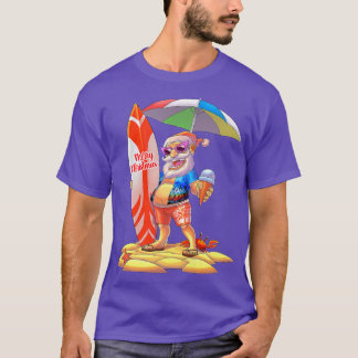Christmas in July Surfer Santa Hawaiian Family Mat T-Shirt