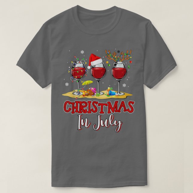 Christmas in July Three Glass Of Red Wine Summer 2 T-Shirt (Design vorne)