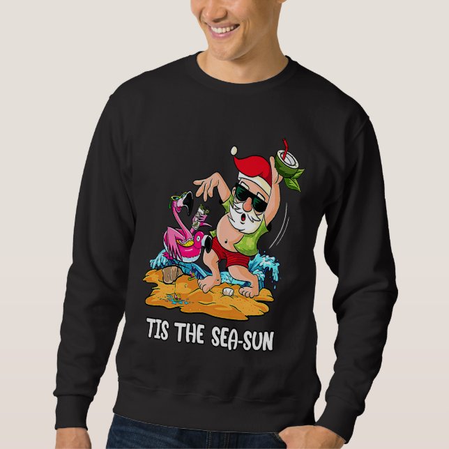 Christmas In July Tis The Sea Sun Santa Sunglasses Sweatshirt (Vorderseite)