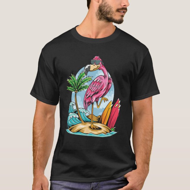 Christmas In July  Tropical Flamingo Hawaii Summer T-Shirt (Vorderseite)
