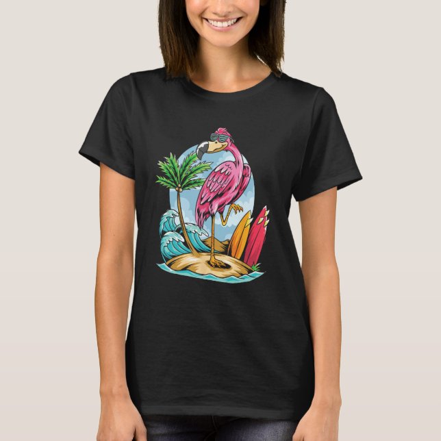Christmas In July  Tropical Flamingo Hawaii Summer T-Shirt (Vorderseite)