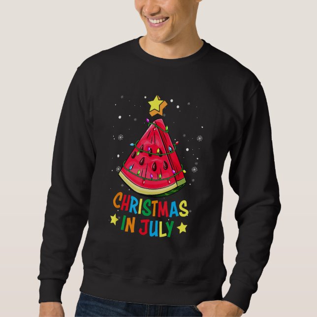 Christmas In July Watermelon Christmas Tree Summer Sweatshirt (Vorderseite)