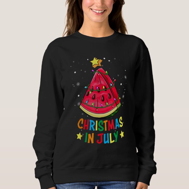 Christmas In July Watermelon Christmas Tree Summer Sweatshirt (Vorderseite)