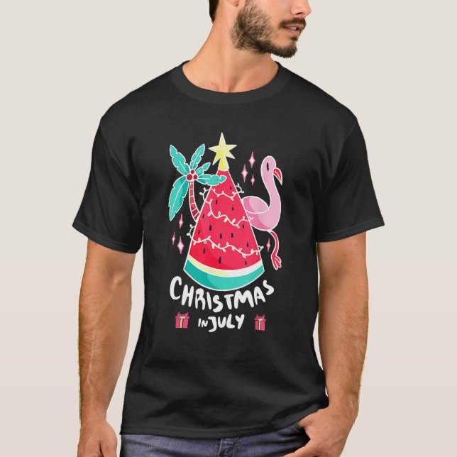 Christmas In July Watermelon Christmas Tree Summer T-Shirt (Vorderseite)