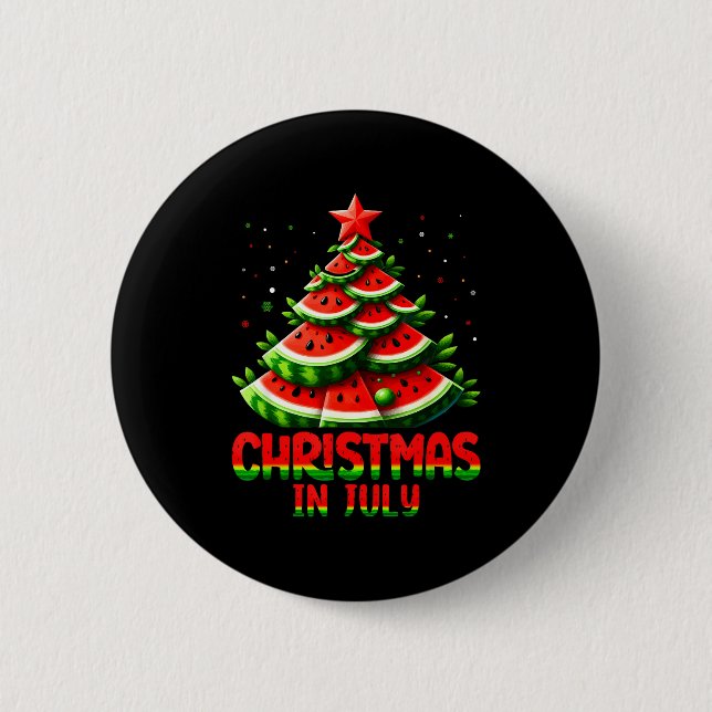 Christmas In July Watermelon Tree Summer Mens Wome Button (Vorderseite)