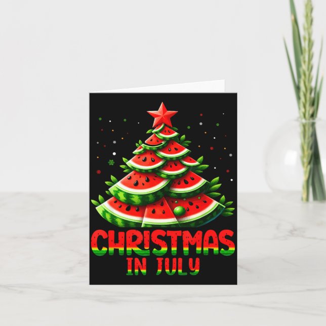Christmas In July Watermelon Tree Summer Mens Wome Karte (Vorderseite)