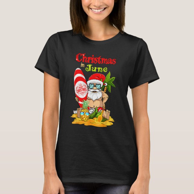 Christmas In June   Santa Summer Beach Vacation 1 T-Shirt (Vorderseite)