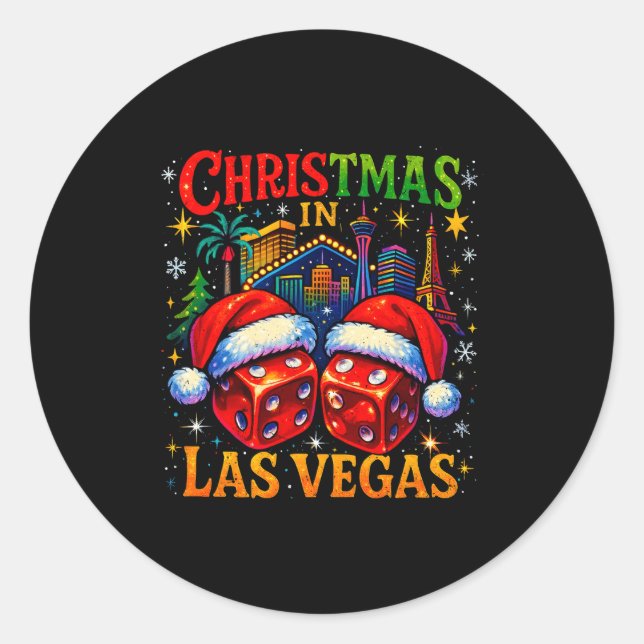 Christmas In Las Vegas Funny Holiday Design Long S Runder Aufkleber (Vorderseite)