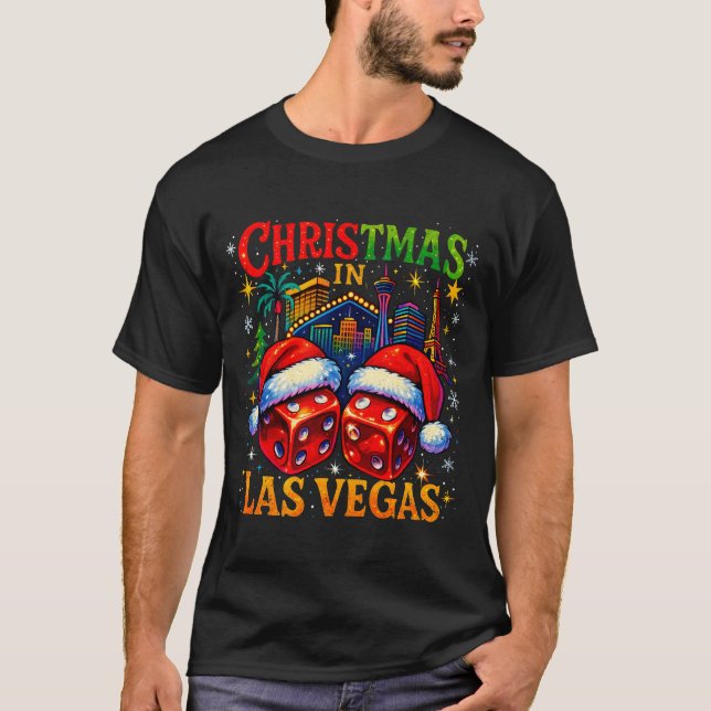 Christmas In Las Vegas Funny Holiday Design Long S T-Shirt (Vorderseite)