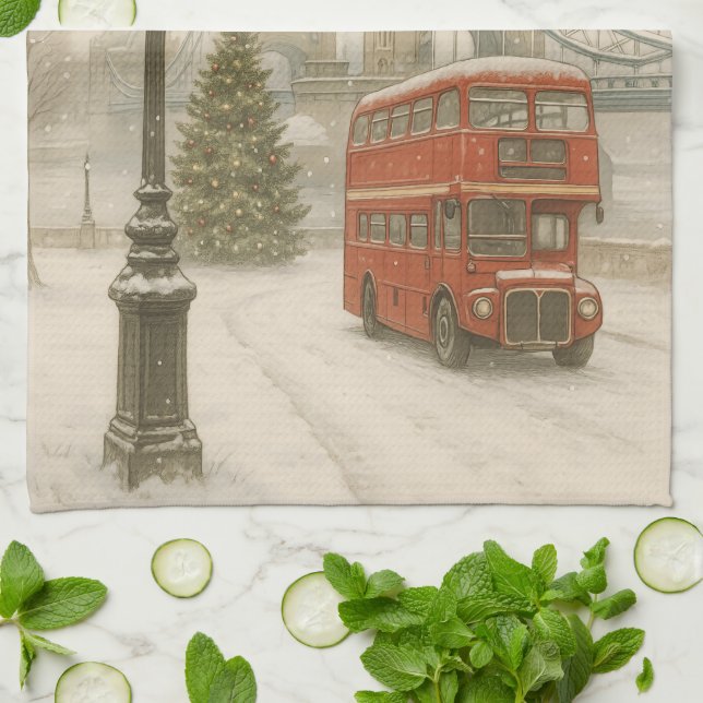 Christmas in London Gift for Traveler | Holiday Geschirrtuch (Gefaltet)