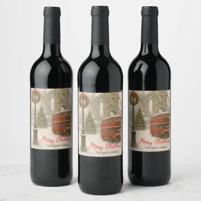 Christmas in London Personalized Wine Label Weinetikett (Flaschen)