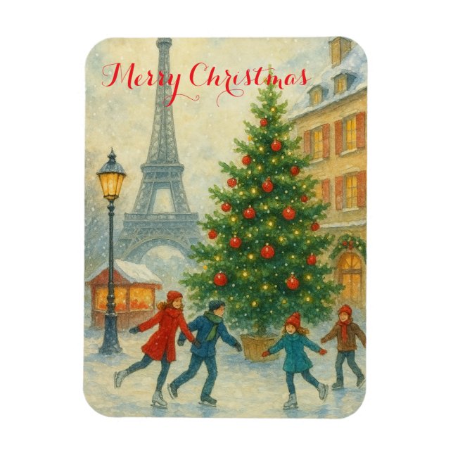 Christmas in Paris Eiffel Tower Winter  Magnet (Vertikal)