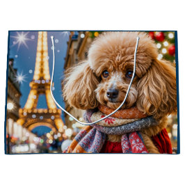 Christmas In Paris Poodle  Große Geschenktüte