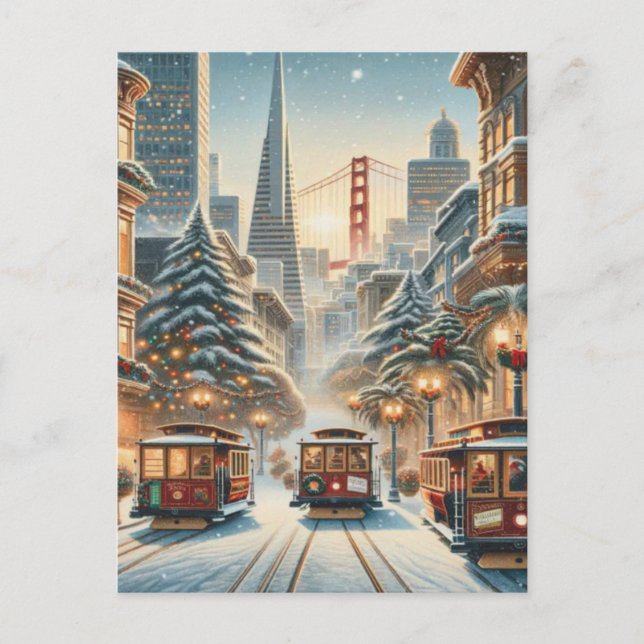 Christmas in San Francisco – Golden Gate Postkarte (Vorderseite)