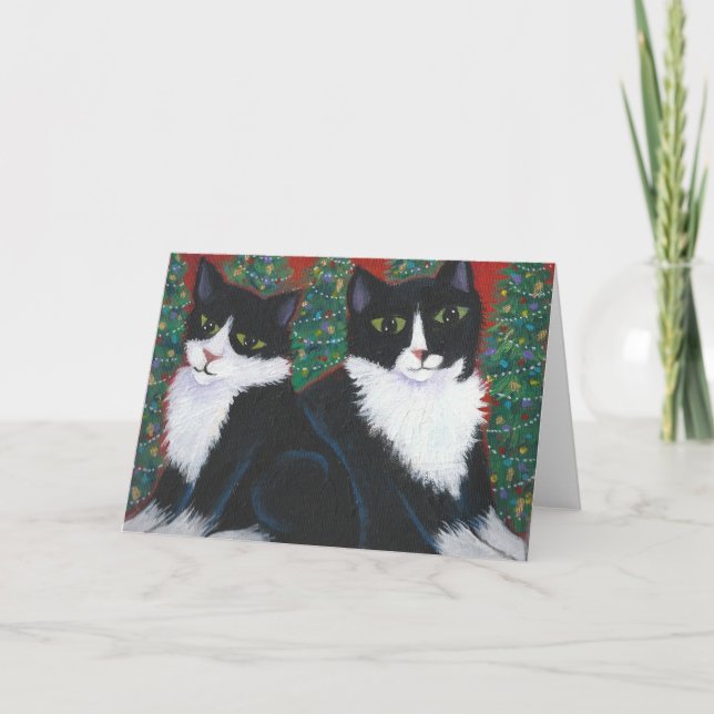 CHRISTMAS IN SCHWARZ UND WEISS FEIERTAGSKARTE (Vorderseite)