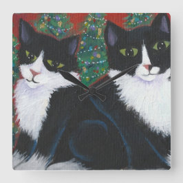 CHRISTMAS IN SCHWARZ UND WEISS QUADRATISCHE WANDUHR