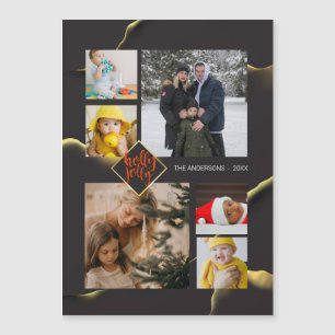 Christmas Inky Abstrakt Black Holly Jolly Foto Magnetkarte