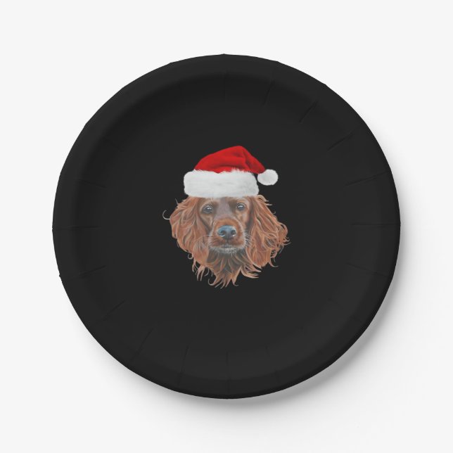 Christmas Irish Setter Classic T - Shirt Pappteller (Vorderseite)