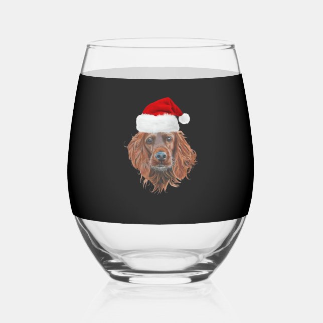 Christmas Irish Setter Classic T-Shirt Weinglas Ohne Stiel (Vorderseite)