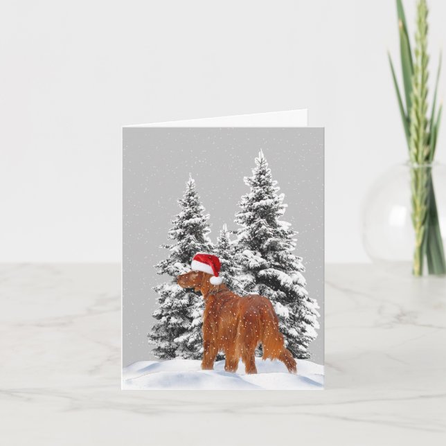 Christmas Irish Setter Feiertagskarte (Vorderseite)