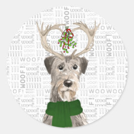 Christmas Irish Wolfhound und Woof Art Dog Lover Runder Aufkleber