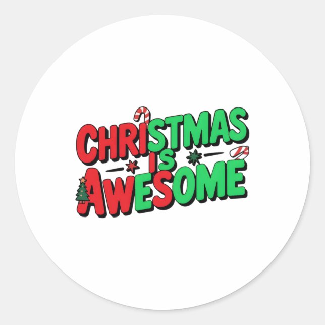 Christmas Is Awesome Digital Art Design  Runder Aufkleber (Vorderseite)