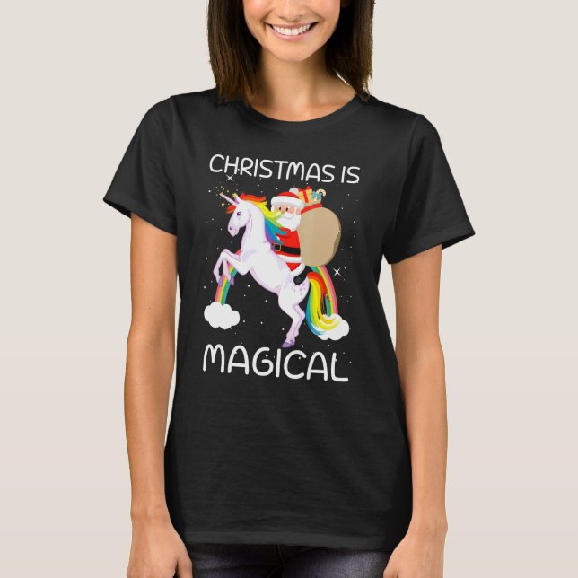 Christmas Is Magical Santa Claus Riding Unicorn  5 T-Shirt (Vorderseite)